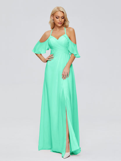 Taylor Off The Shoulder Split Chiffon Bridesmaid Dresses
