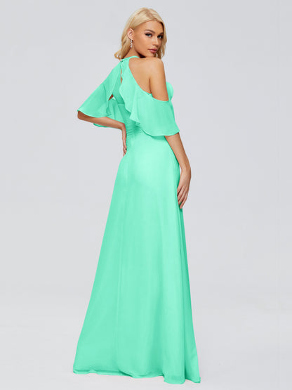 Taylor Off The Shoulder Split Chiffon Bridesmaid Dresses