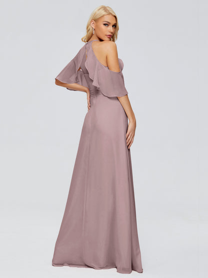 Taylor Off The Shoulder Split Chiffon Bridesmaid Dresses