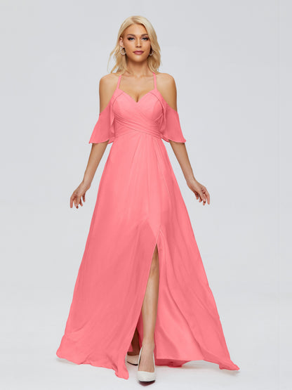 Taylor Off The Shoulder Split Chiffon Bridesmaid Dresses