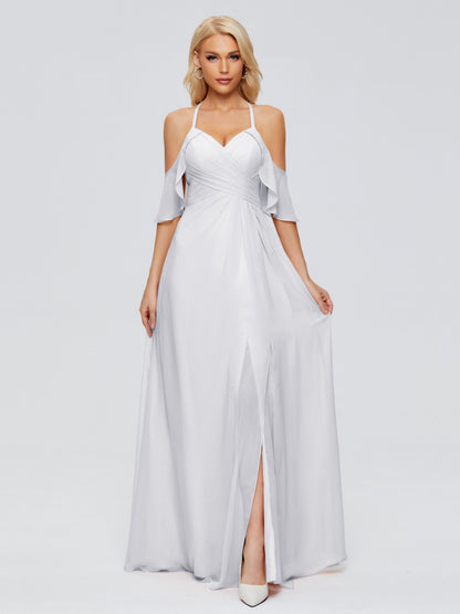 Taylor Off The Shoulder Split Chiffon Bridesmaid Dresses