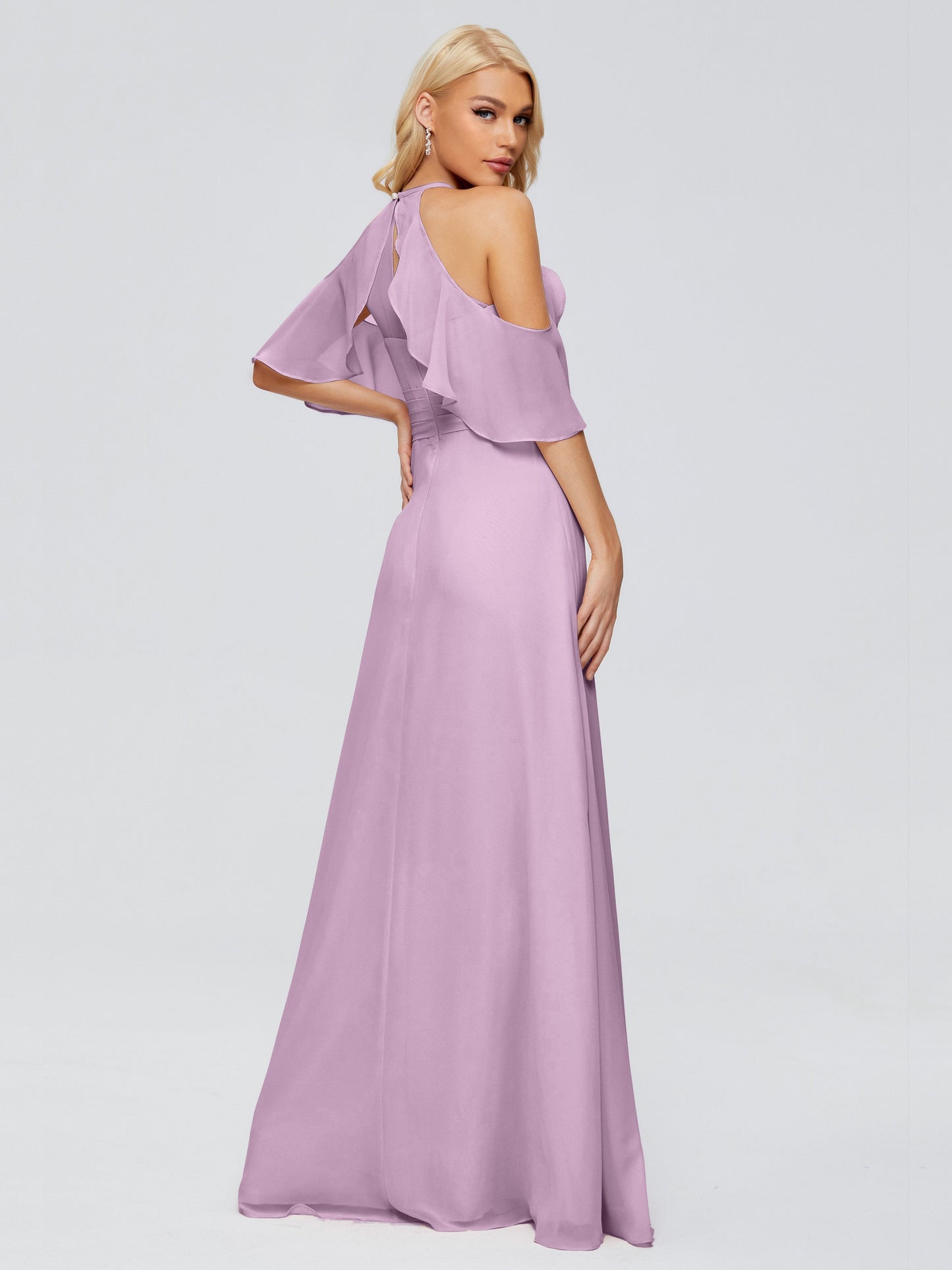 Taylor Off The Shoulder Split Chiffon Bridesmaid Dresses