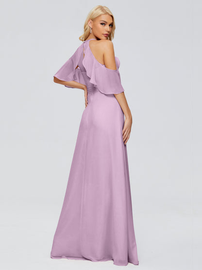 Taylor Off The Shoulder Split Chiffon Bridesmaid Dresses