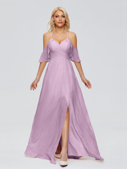 Taylor Off The Shoulder Split Chiffon Bridesmaid Dresses