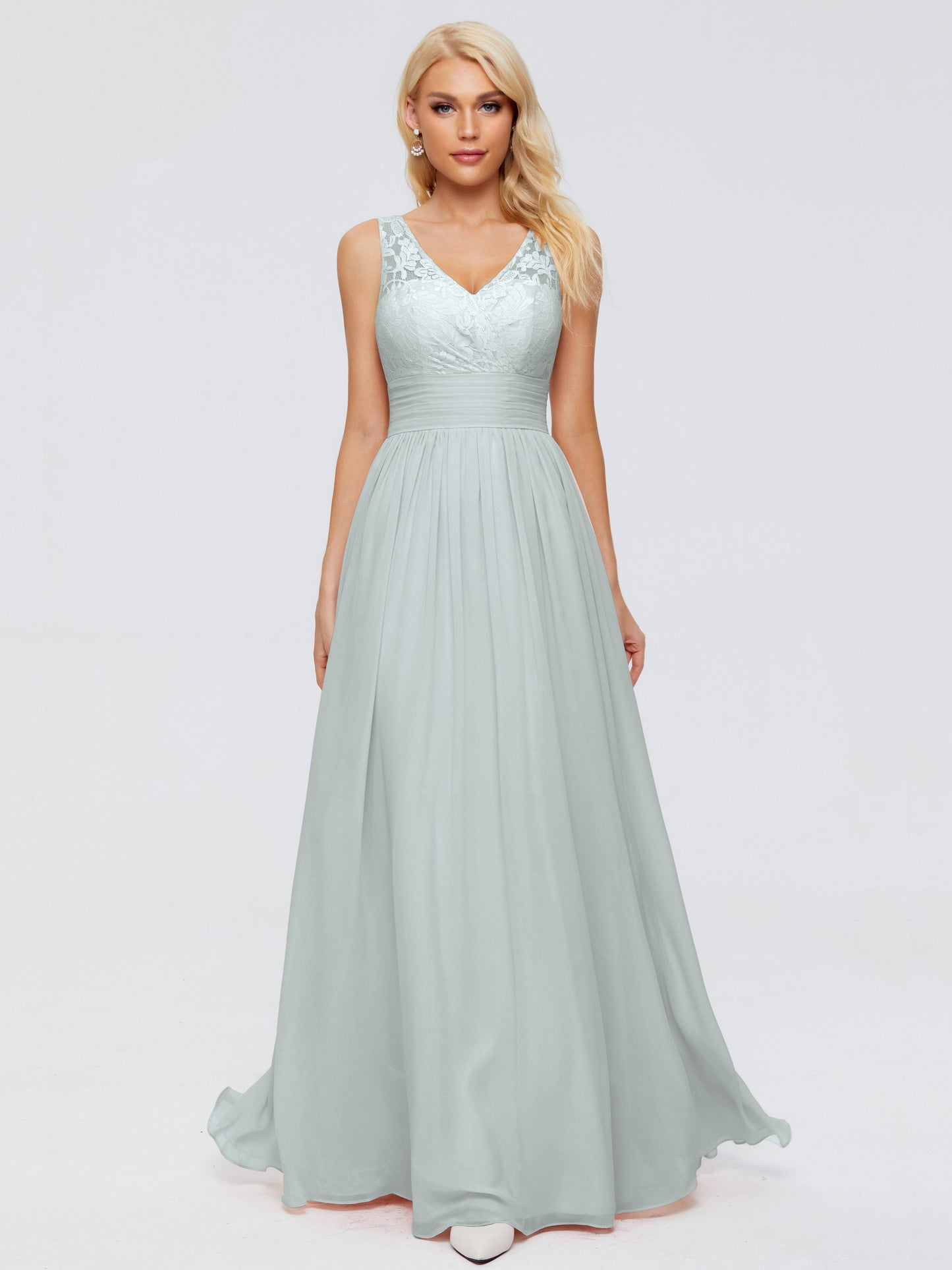 Valerie A-line V Neck Straps Chiffon Bridesmaid Dresses