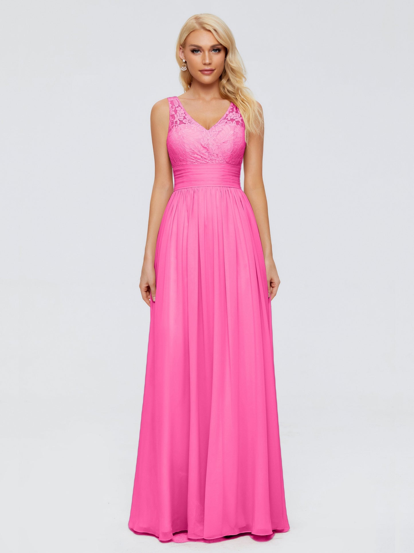 Valerie A-line V Neck Straps Chiffon Bridesmaid Dresses