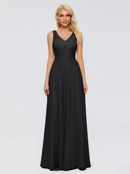 Valerie A-line V Neck Straps Chiffon Bridesmaid Dresses