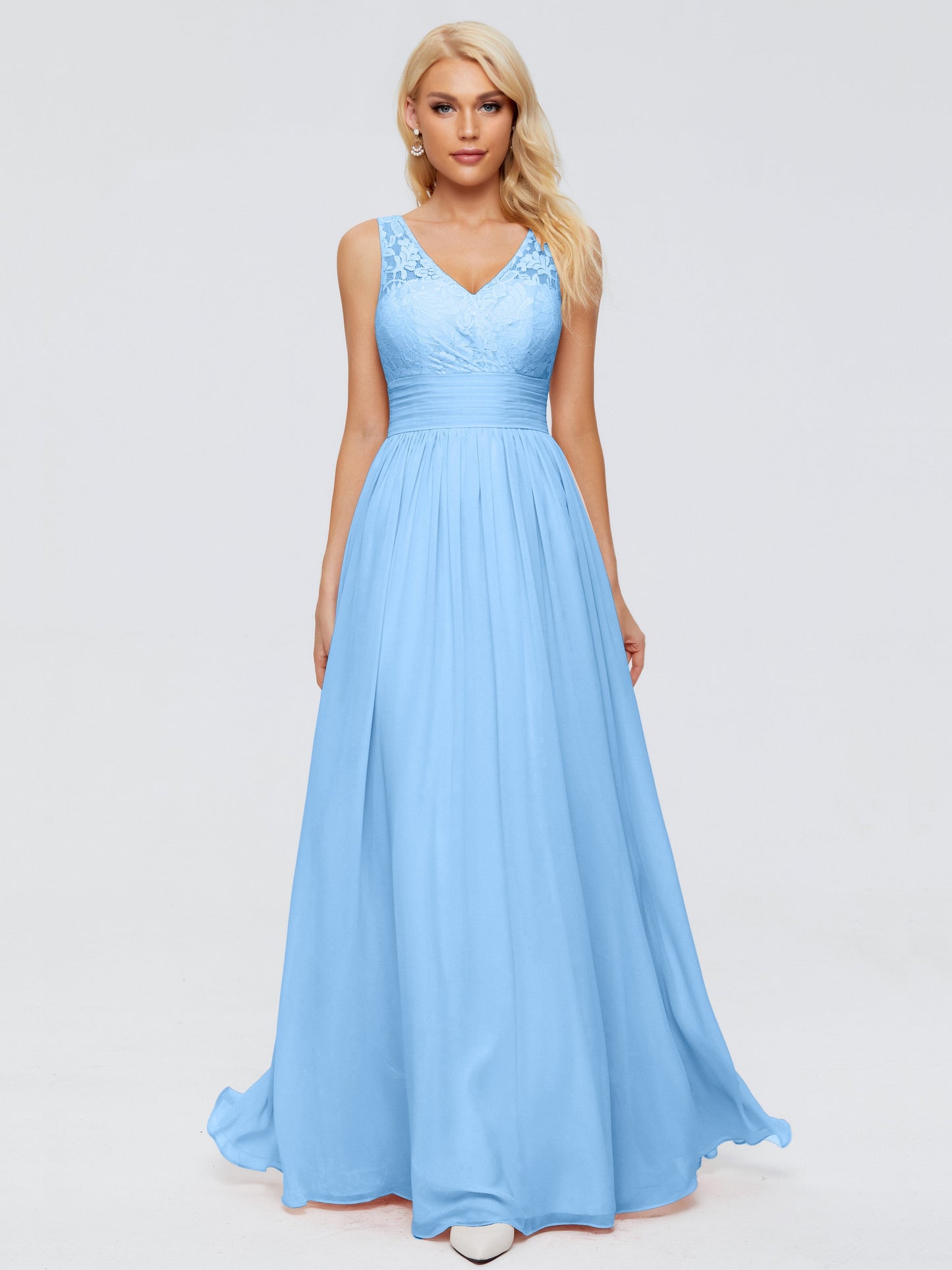 Valerie A-line V Neck Straps Chiffon Bridesmaid Dresses