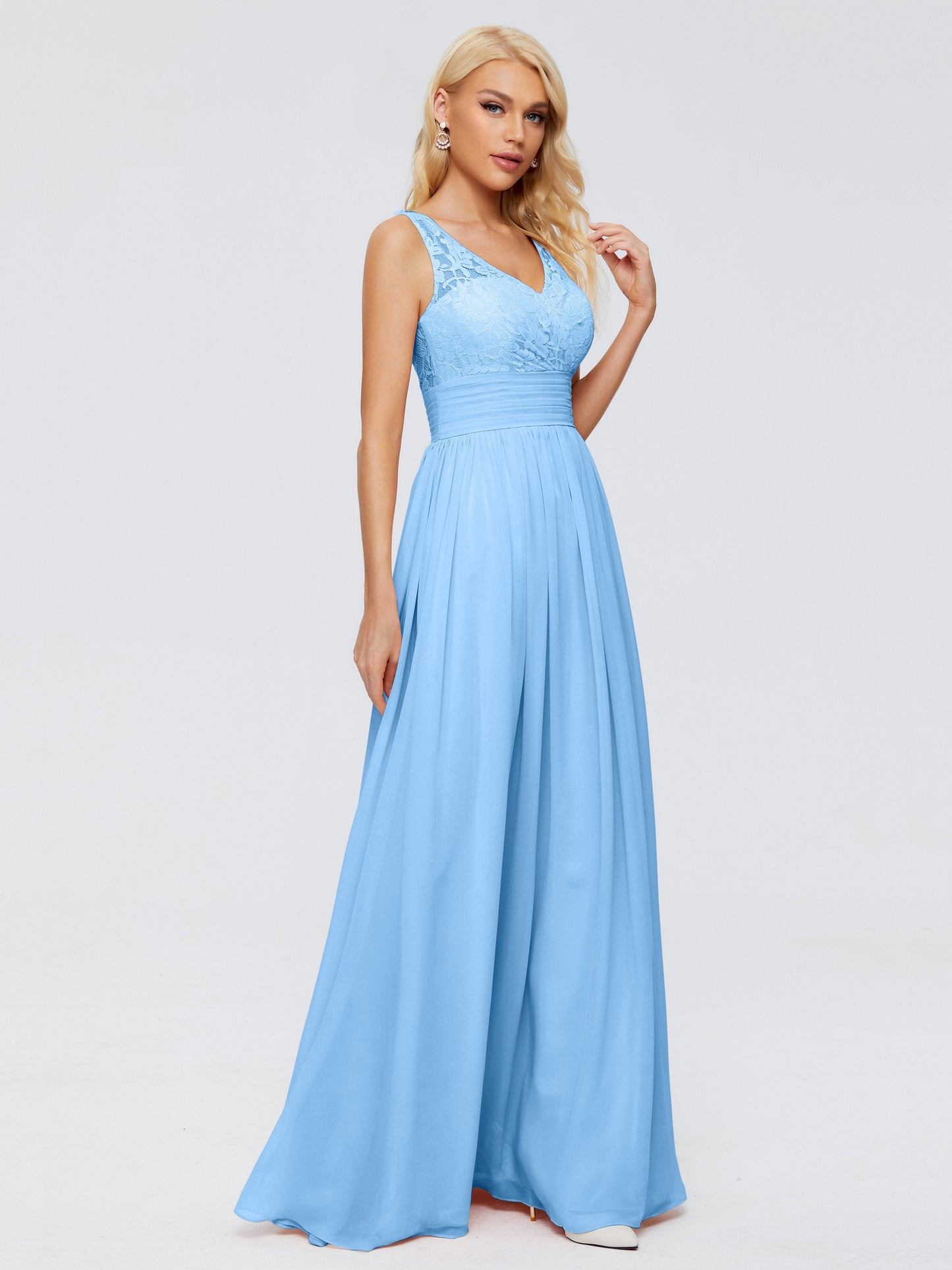 Valerie A-line V Neck Straps Chiffon Bridesmaid Dresses