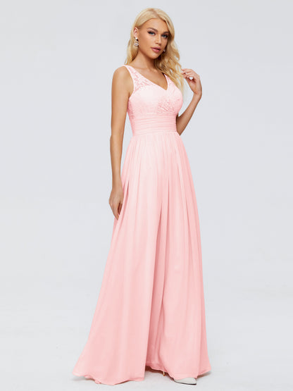 Valerie A-line V Neck Straps Chiffon Bridesmaid Dresses