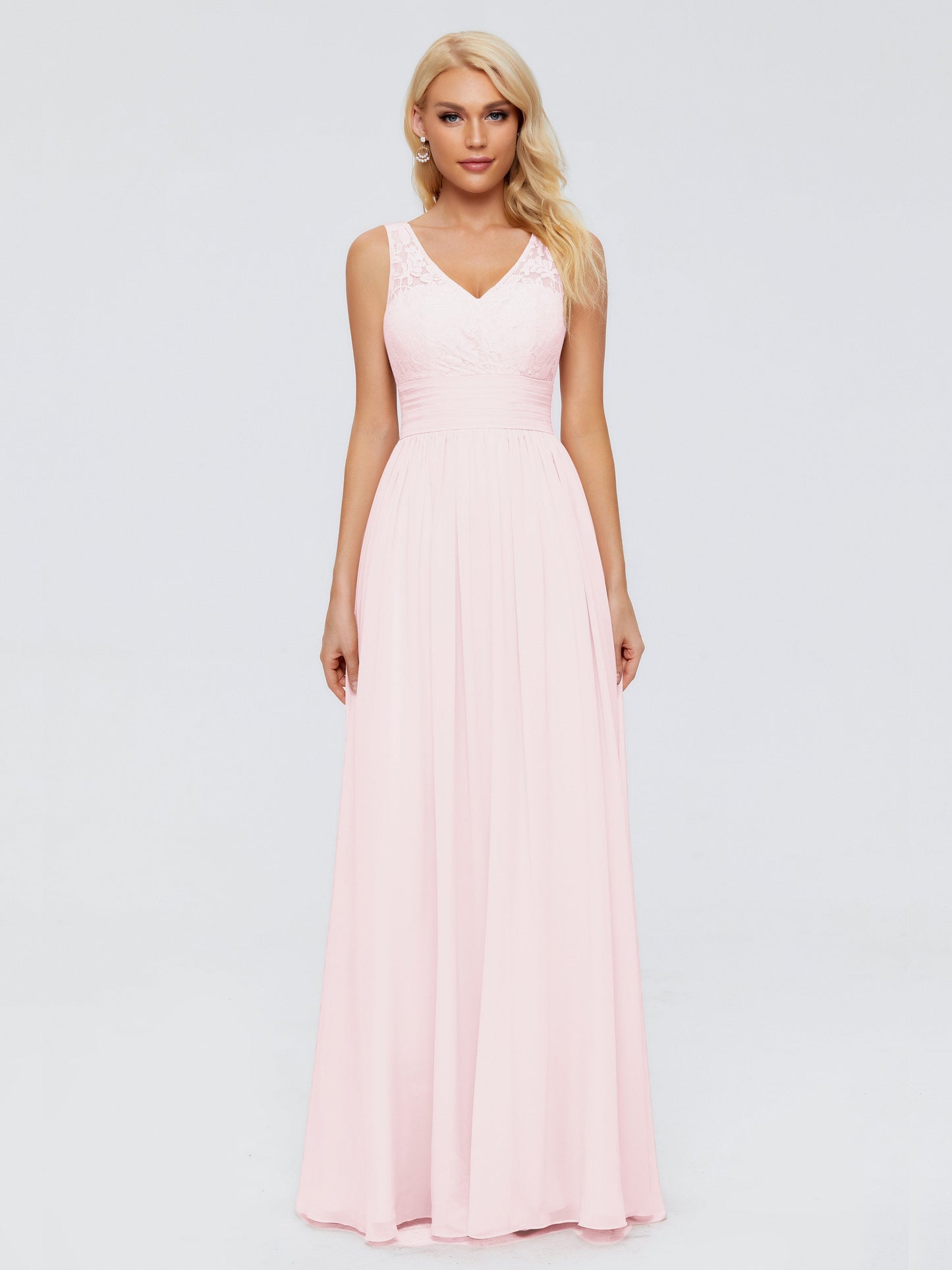 Valerie A-line V Neck Straps Chiffon Bridesmaid Dresses