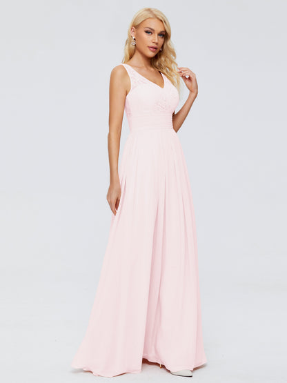 Valerie A-line V Neck Straps Chiffon Bridesmaid Dresses
