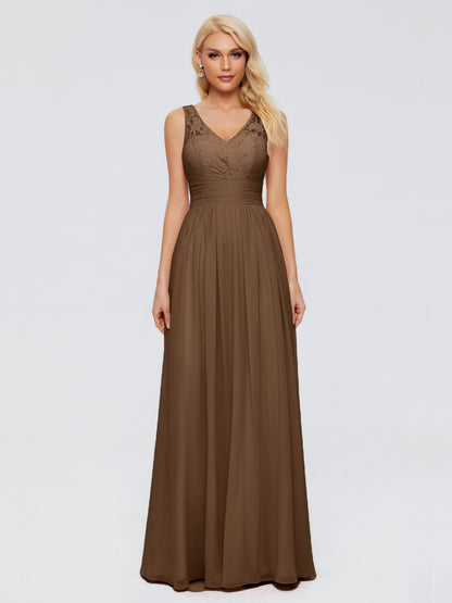 Valerie A-line V Neck Straps Chiffon Bridesmaid Dresses