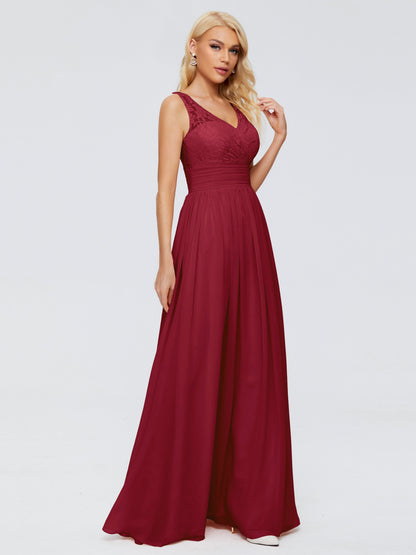 Valerie A-line V Neck Straps Chiffon Bridesmaid Dresses