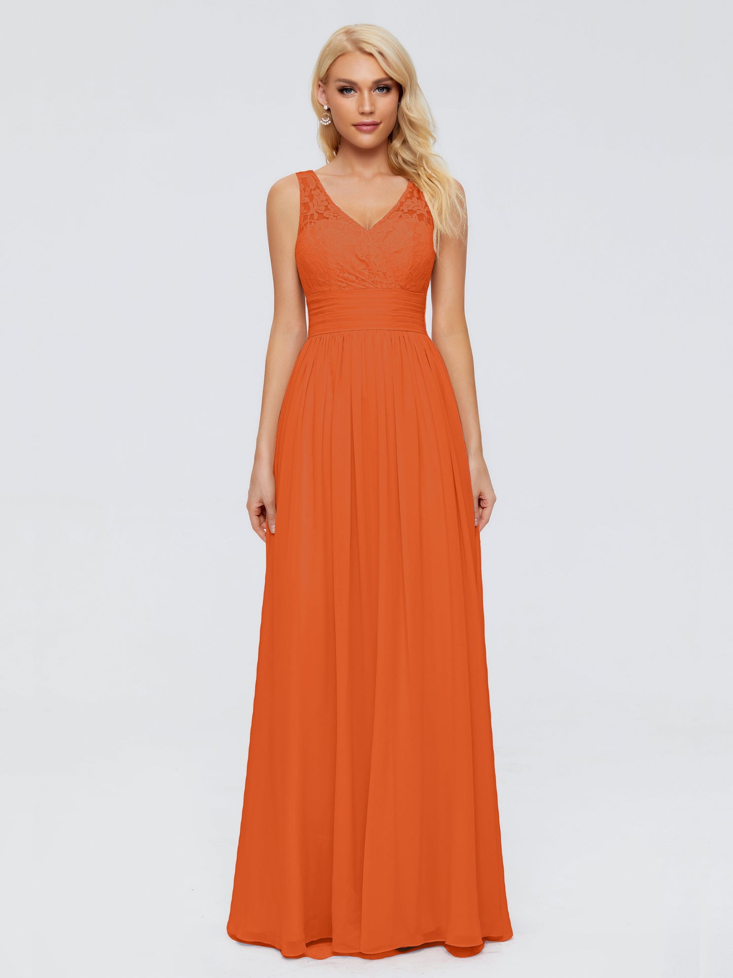 Valerie A-line V Neck Straps Chiffon Bridesmaid Dresses