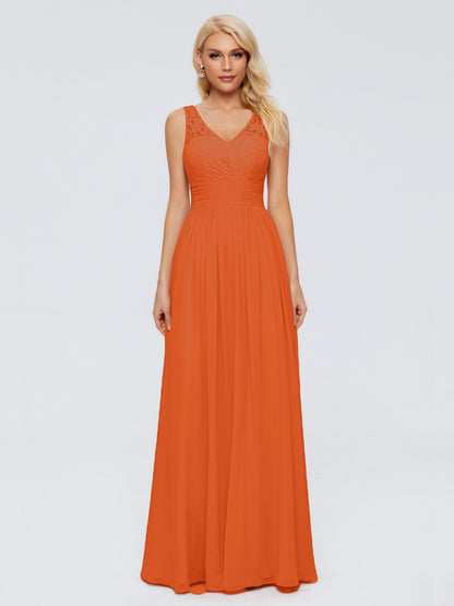 Valerie A-line V Neck Straps Chiffon Bridesmaid Dresses