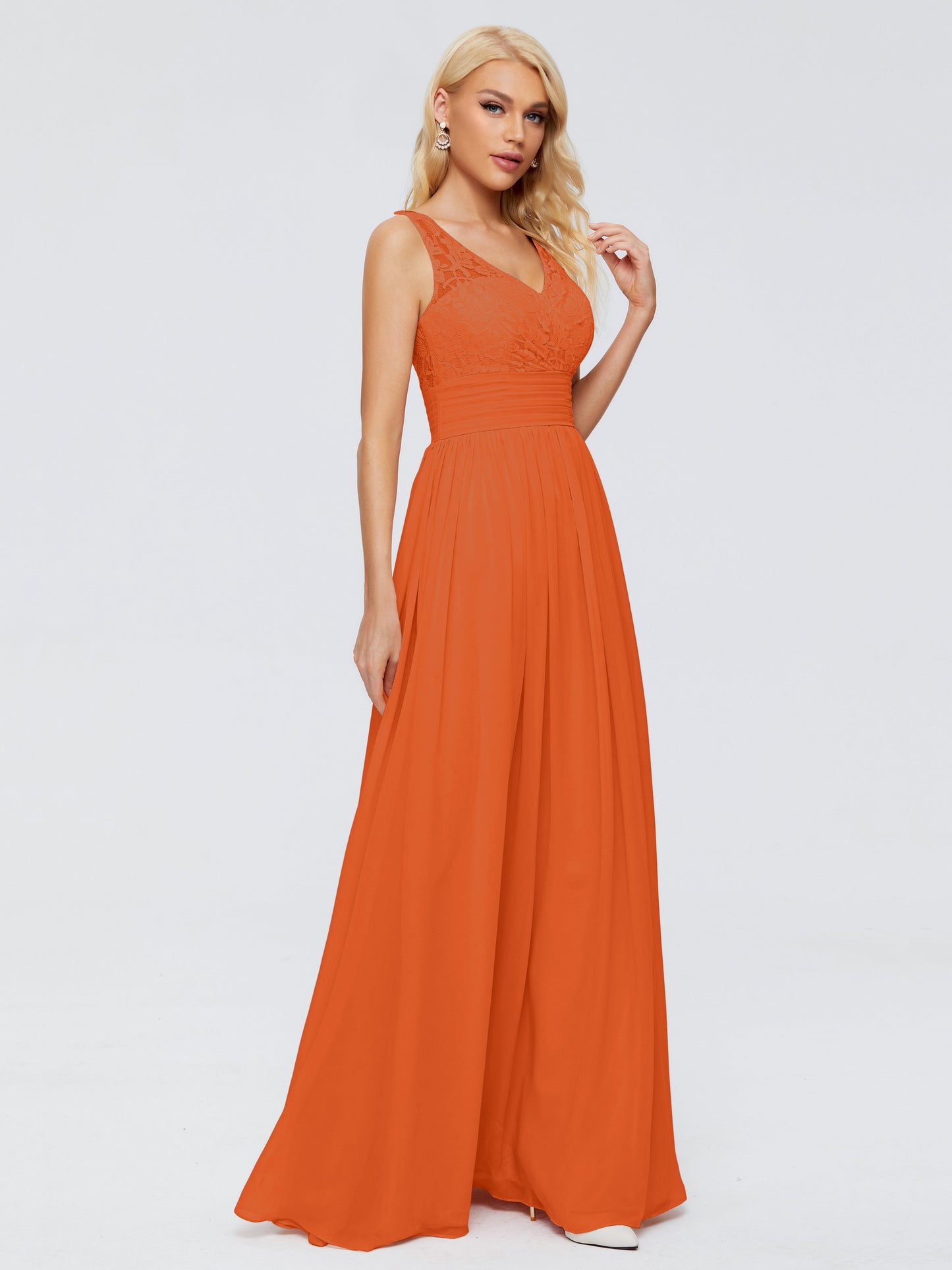 Valerie A-line V Neck Straps Chiffon Bridesmaid Dresses