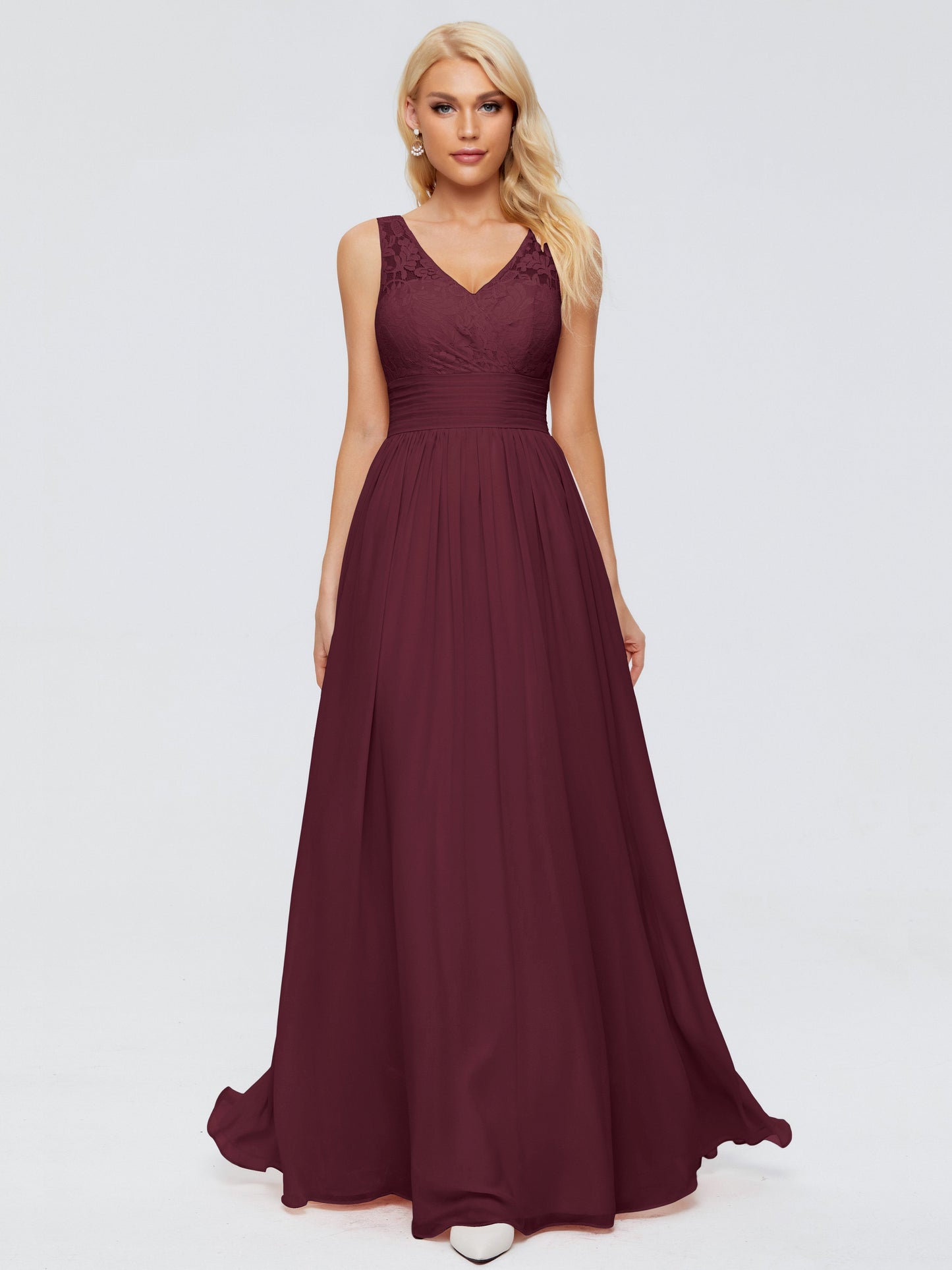 Valerie A-line V Neck Straps Chiffon Bridesmaid Dresses