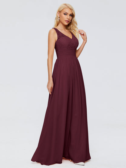 Valerie A-line V Neck Straps Chiffon Bridesmaid Dresses