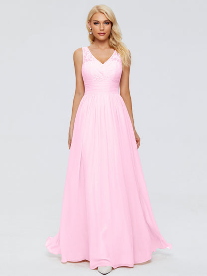 Valerie A-line V Neck Straps Chiffon Bridesmaid Dresses