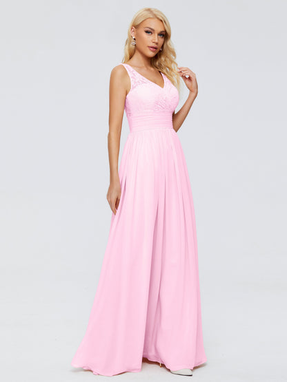 Valerie A-line V Neck Straps Chiffon Bridesmaid Dresses