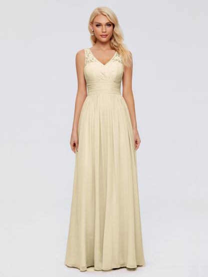 Valerie A-line V Neck Straps Chiffon Bridesmaid Dresses