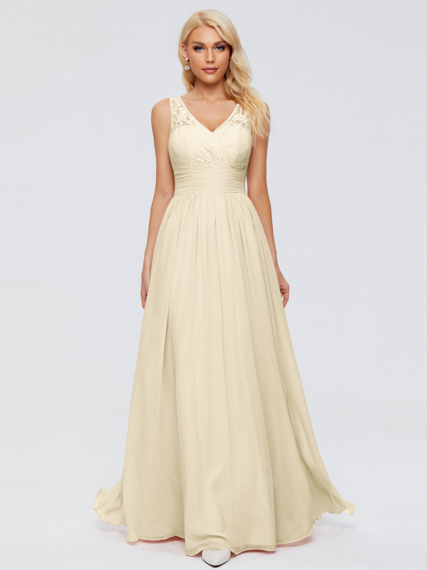 Valerie A-line V Neck Straps Chiffon Bridesmaid Dresses