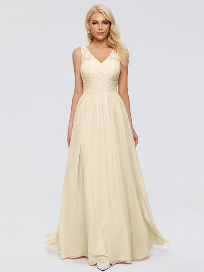 Valerie A-line V Neck Straps Chiffon Bridesmaid Dresses