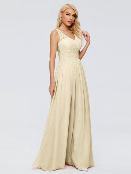 Valerie A-line V Neck Straps Chiffon Bridesmaid Dresses