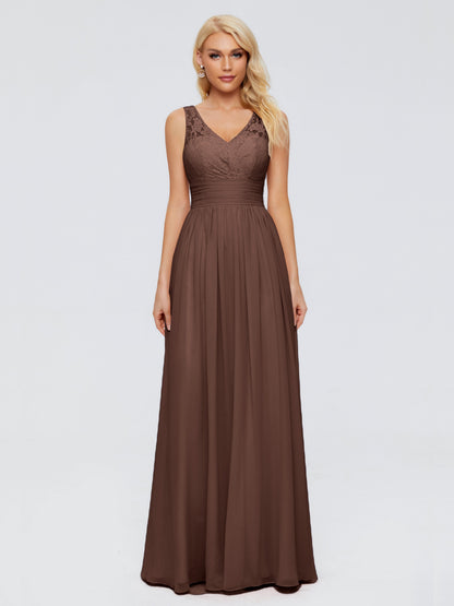 Valerie A-line V Neck Straps Chiffon Bridesmaid Dresses