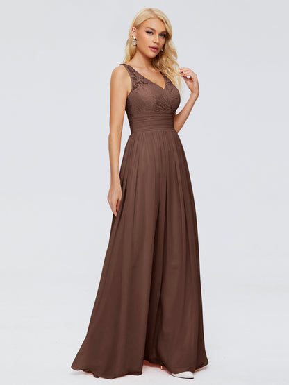 Valerie A-line V Neck Straps Chiffon Bridesmaid Dresses