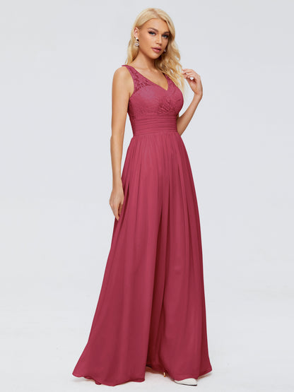 Valerie A-line V Neck Straps Chiffon Bridesmaid Dresses