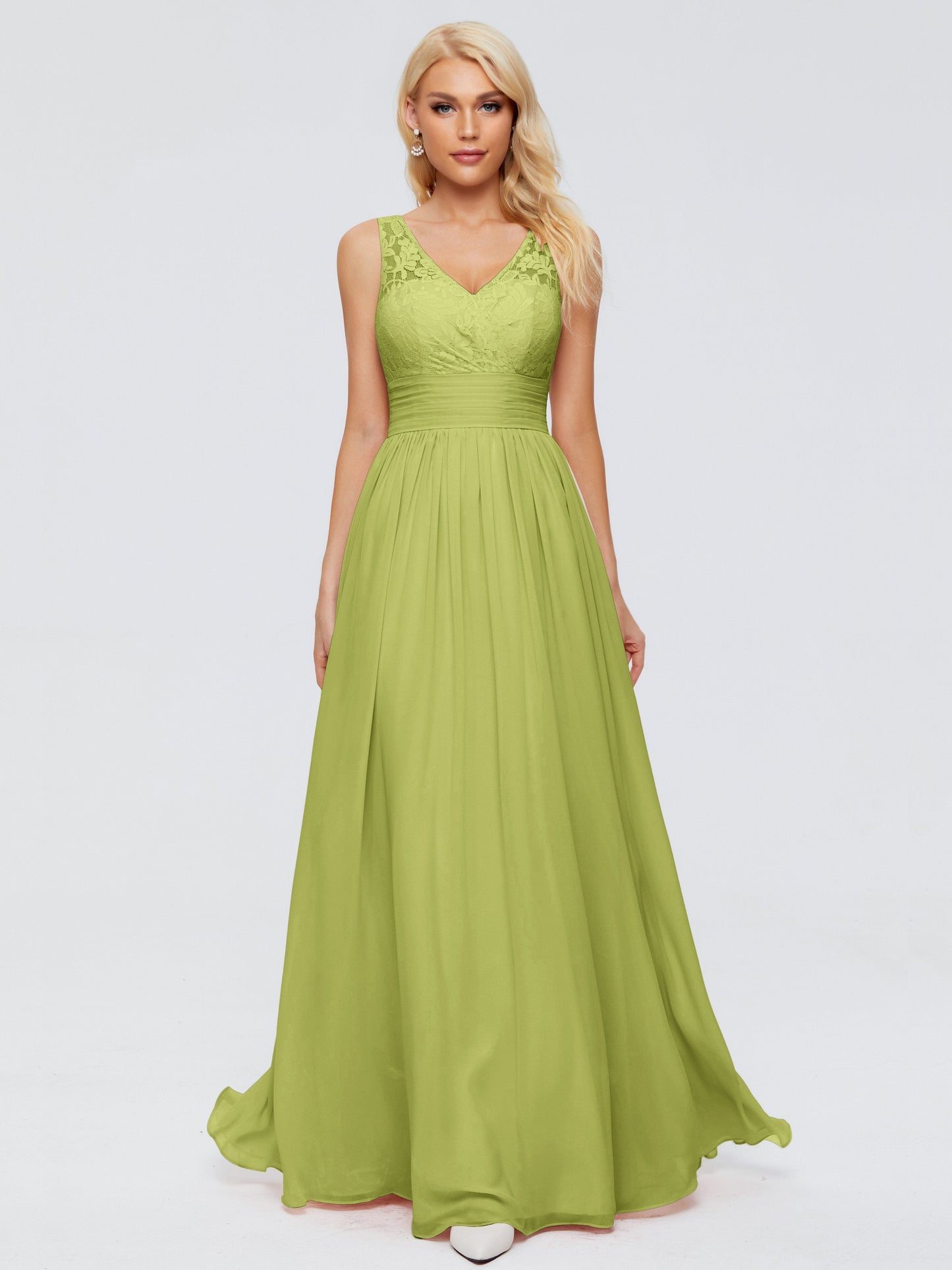 Valerie A-line V Neck Straps Chiffon Bridesmaid Dresses
