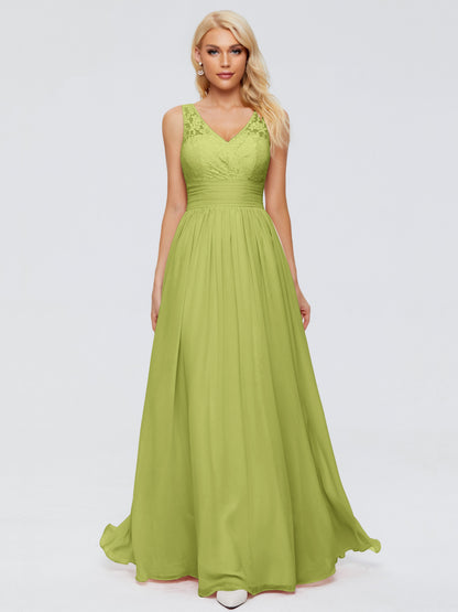 Valerie A-line V Neck Straps Chiffon Bridesmaid Dresses