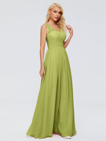 Valerie A-line V Neck Straps Chiffon Bridesmaid Dresses