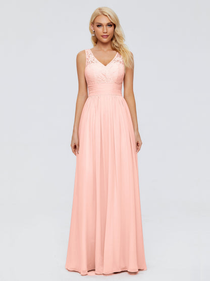 Valerie A-line V Neck Straps Chiffon Bridesmaid Dresses