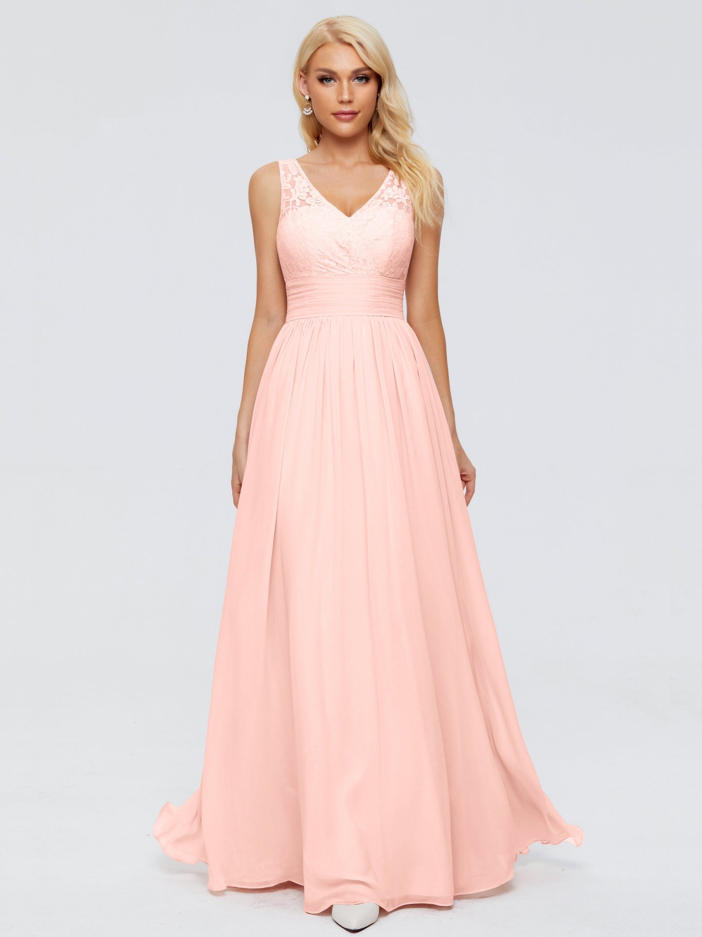 Valerie A-line V Neck Straps Chiffon Bridesmaid Dresses