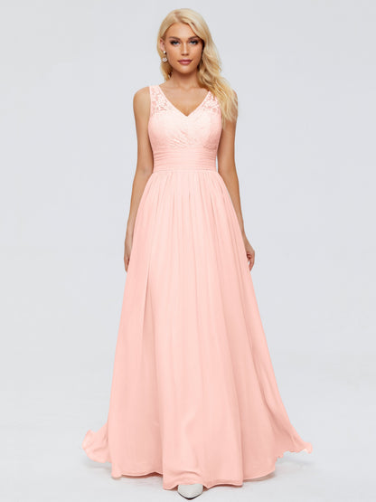 Valerie A-line V Neck Straps Chiffon Bridesmaid Dresses