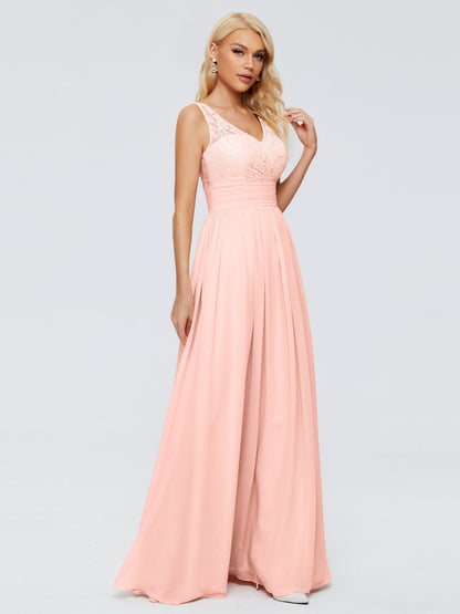 Valerie A-line V Neck Straps Chiffon Bridesmaid Dresses