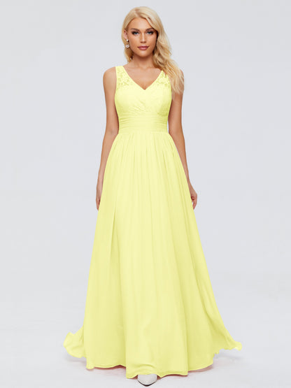 Valerie A-line V Neck Straps Chiffon Bridesmaid Dresses