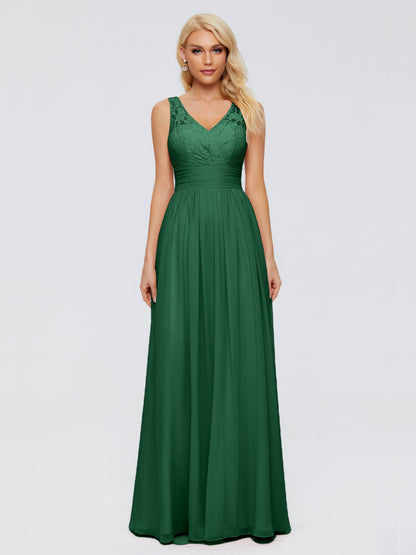 Valerie A-line V Neck Straps Chiffon Bridesmaid Dresses