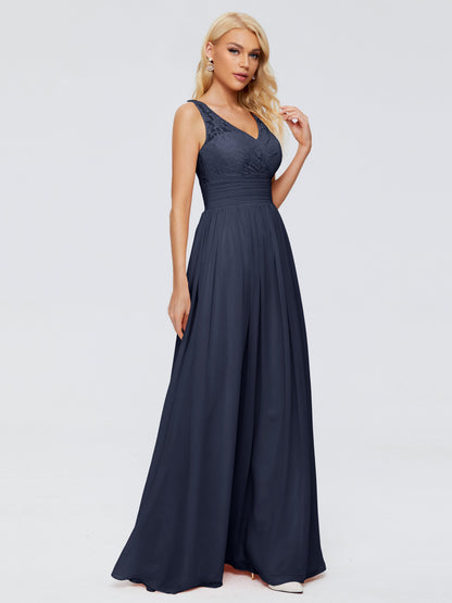 Valerie A-line V Neck Straps Chiffon Bridesmaid Dresses
