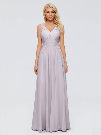 Valerie A-line V Neck Straps Chiffon Bridesmaid Dresses