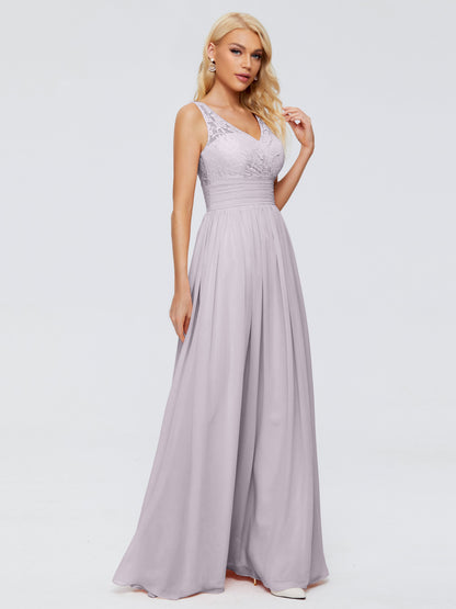 Valerie A-line V Neck Straps Chiffon Bridesmaid Dresses