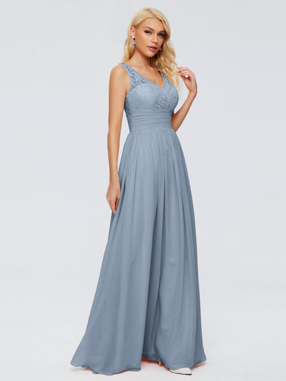 Valerie A-line V Neck Straps Chiffon Bridesmaid Dresses
