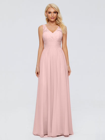 Valerie A-line V Neck Straps Chiffon Bridesmaid Dresses