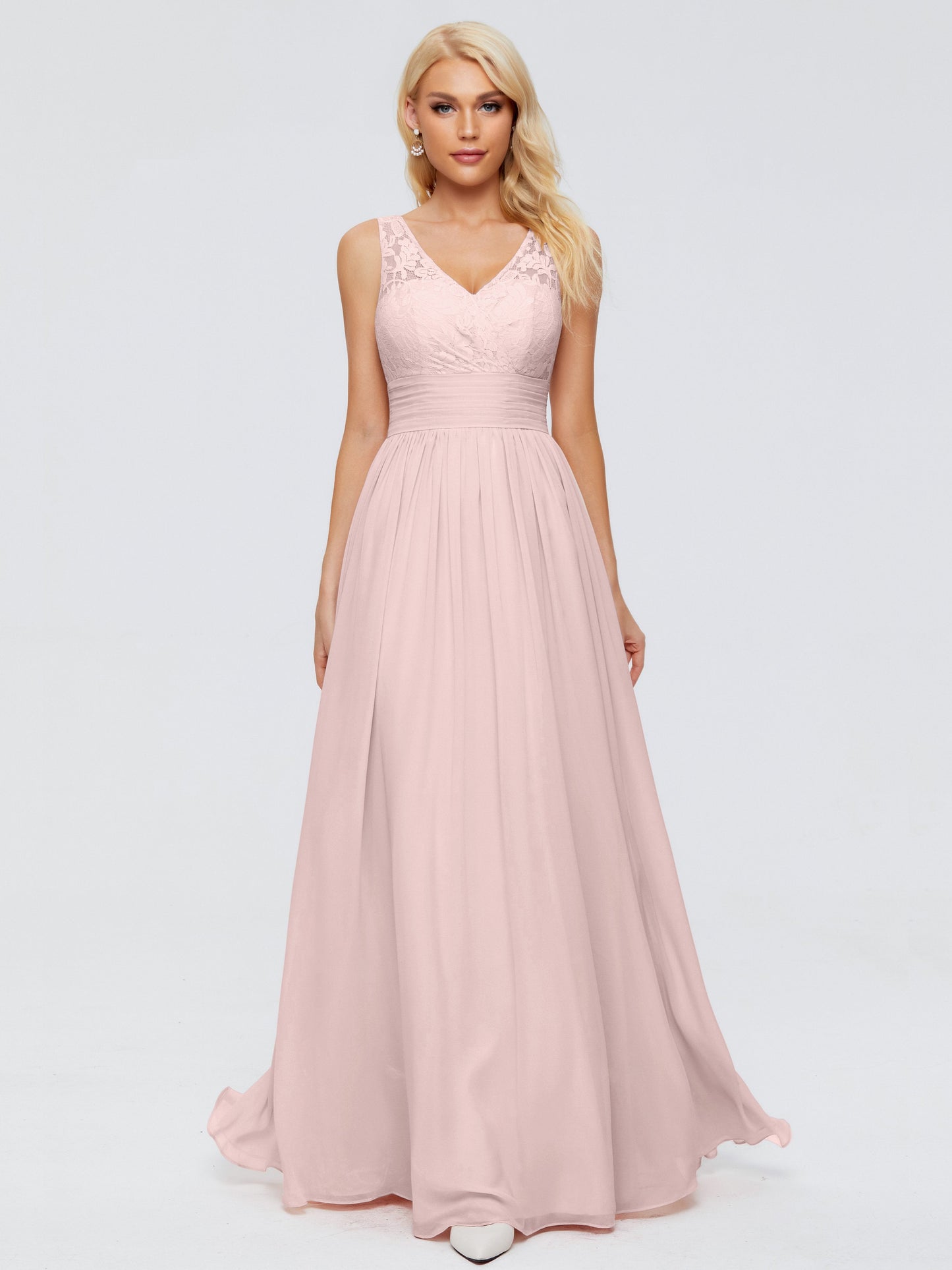 Valerie A-line V Neck Straps Chiffon Bridesmaid Dresses