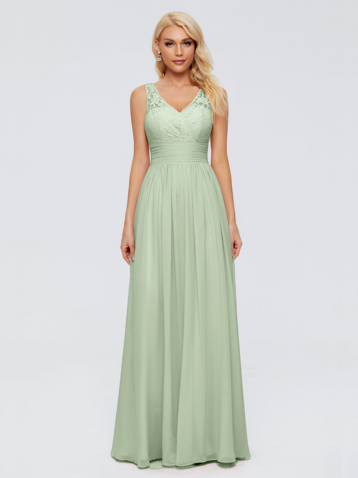 Valerie A-line V Neck Straps Chiffon Bridesmaid Dresses