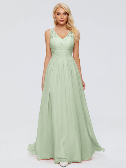 Valerie A-line V Neck Straps Chiffon Bridesmaid Dresses