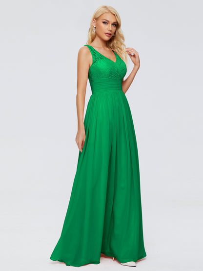 Valerie A-line V Neck Straps Chiffon Bridesmaid Dresses